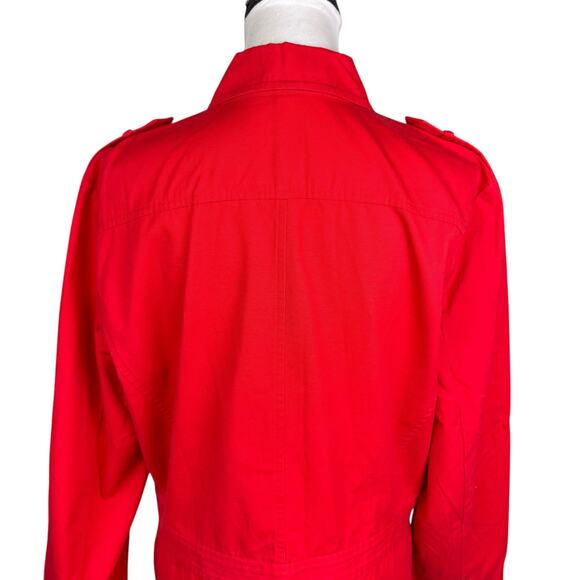 Josephine Chaus Cherry Red 100% Cotton Sport Long Sleeve Casual Utility Jacket - Picture 8 of 13